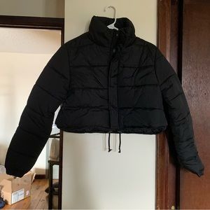 Shein Black Cropped Puffer Jacket